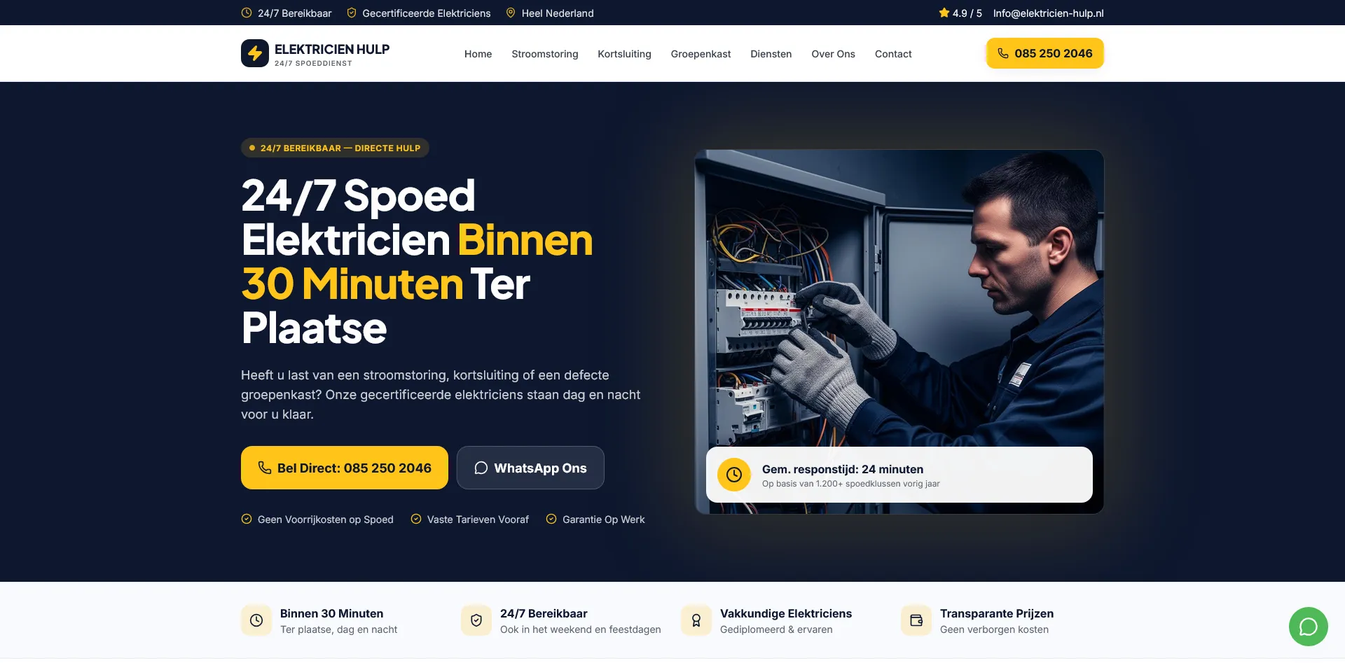 Website van Elektricien Hulp