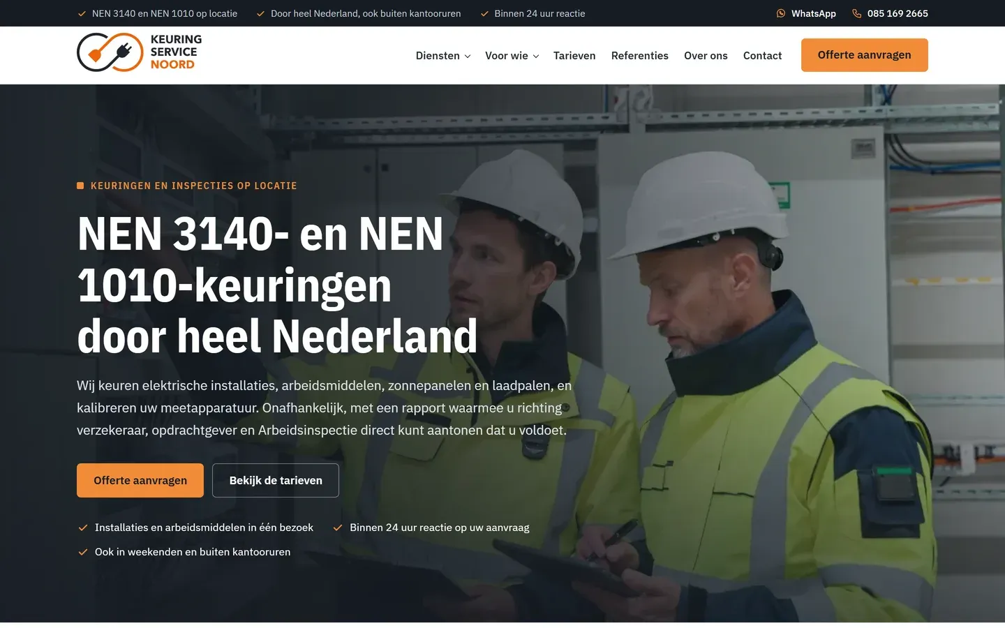 Website van Keuringservice Noord