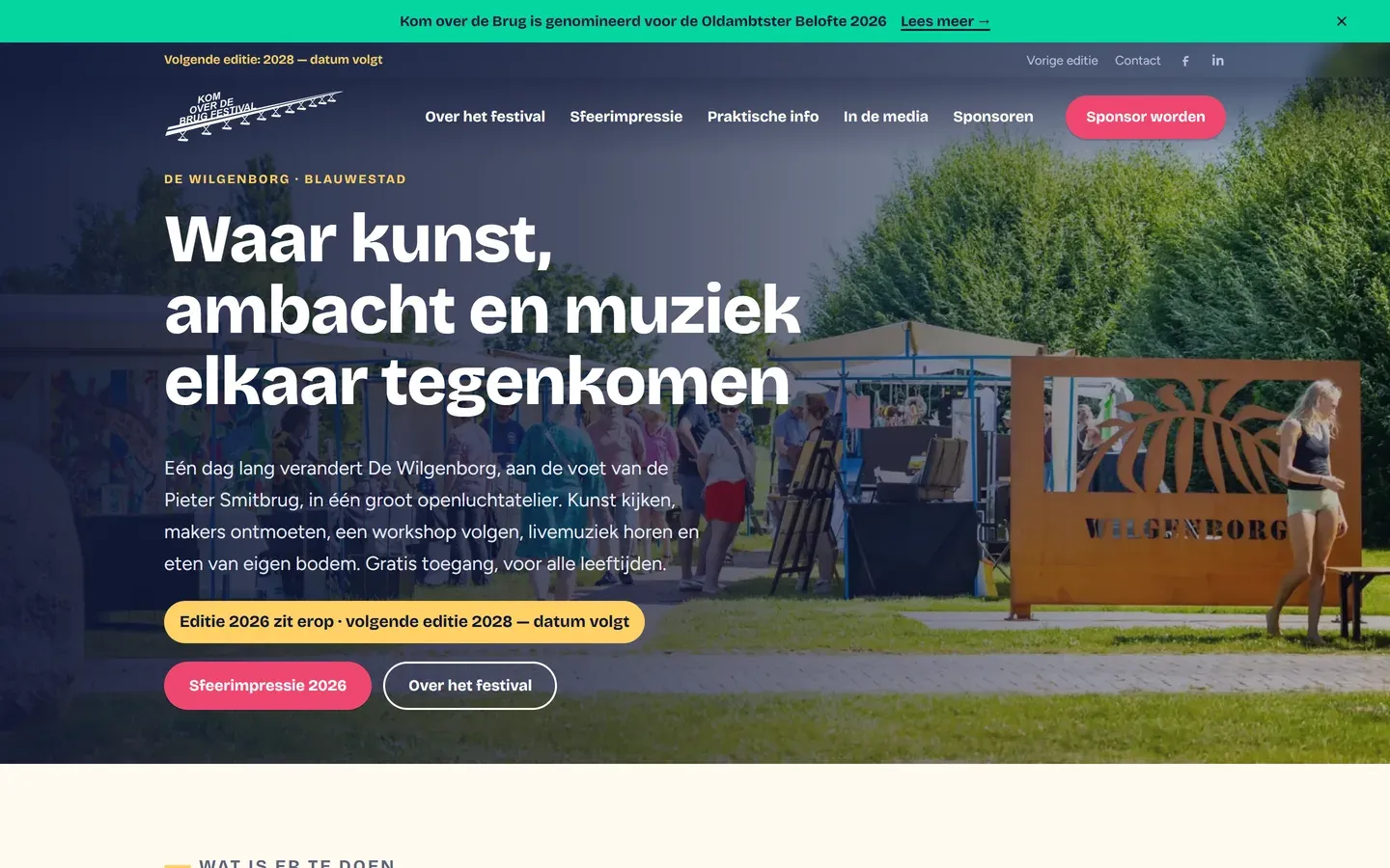 Website van Kom Over De Brug Festival