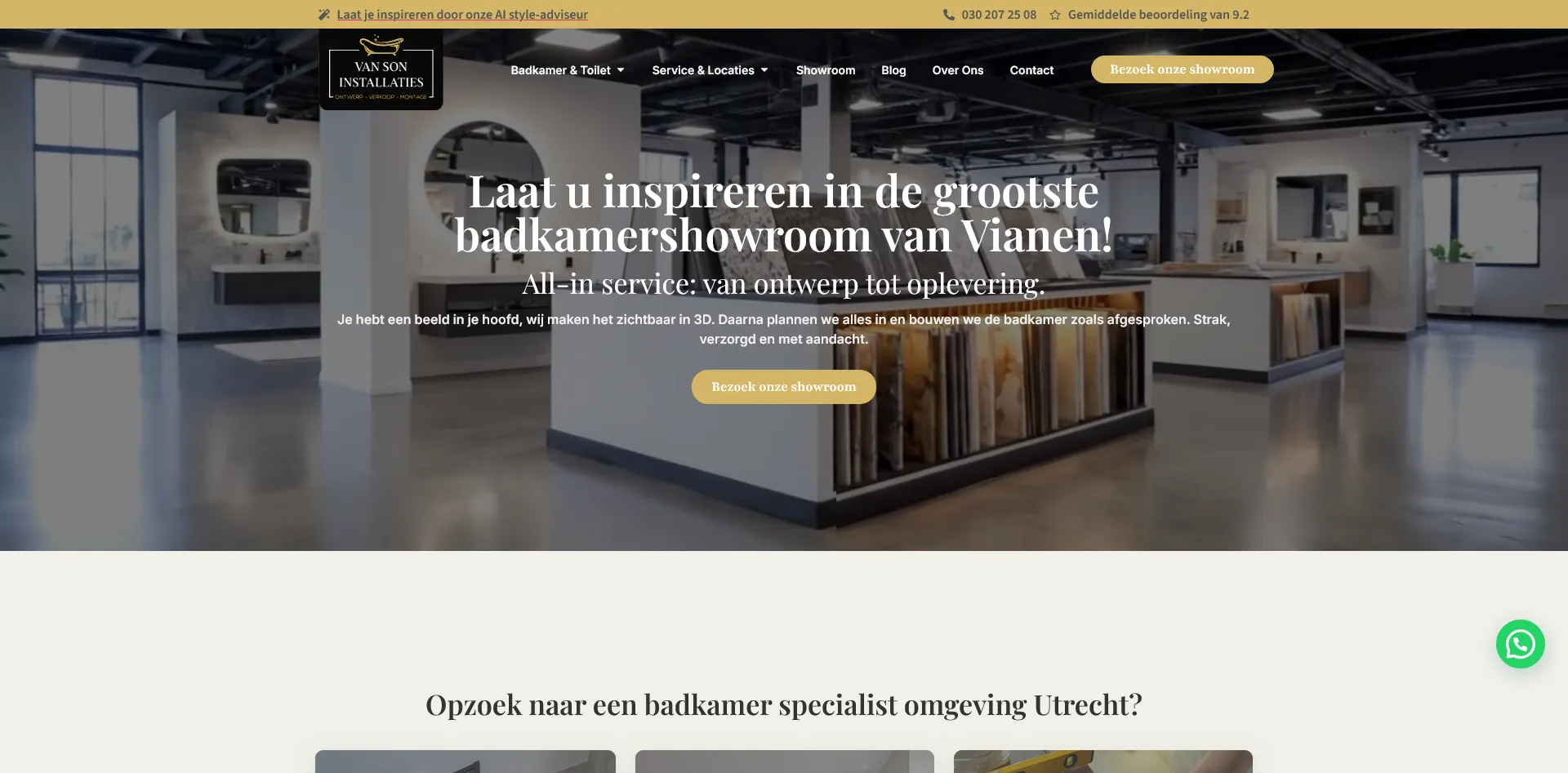 Website van Van Son Installaties