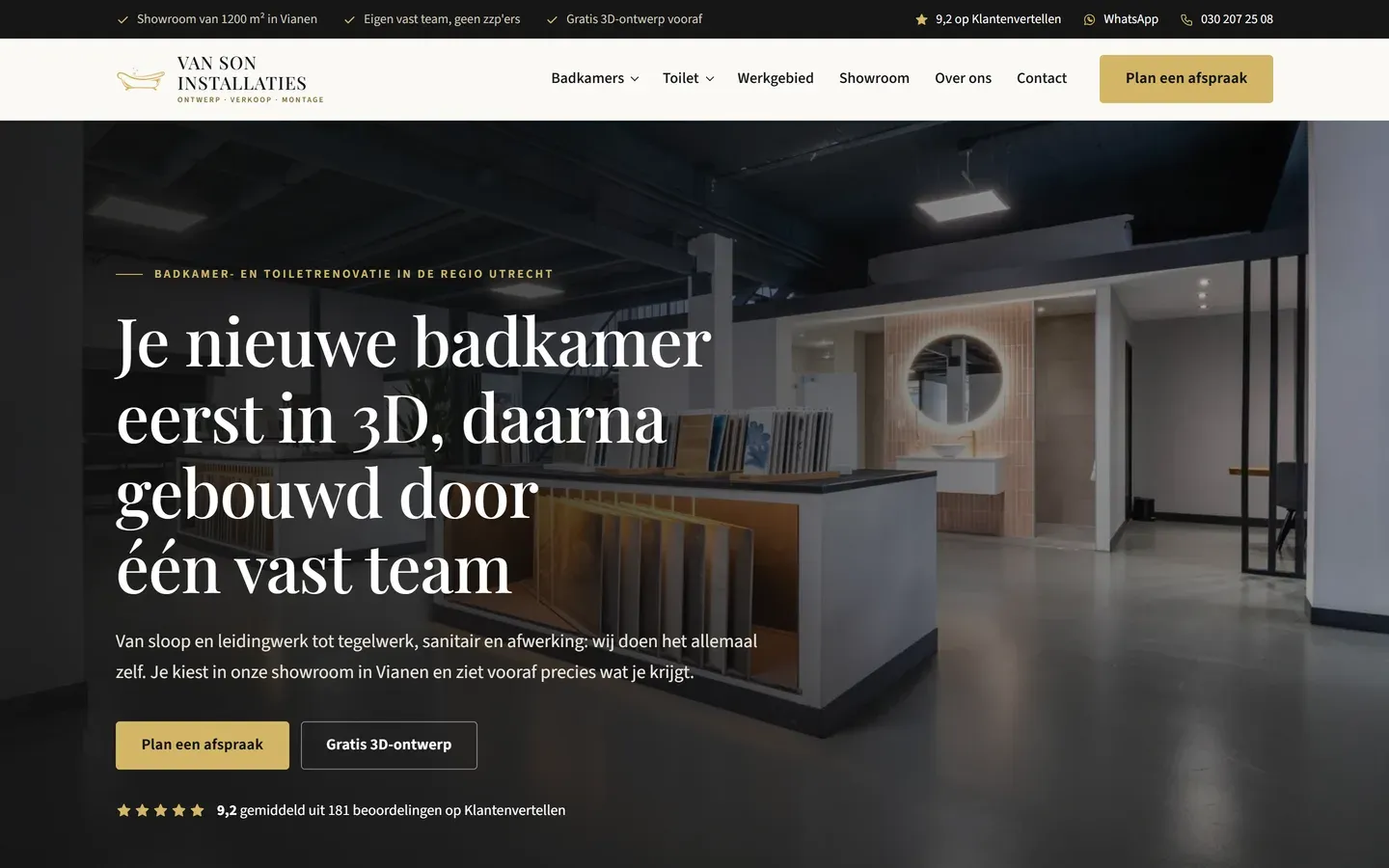 Website van Van Son Installaties
